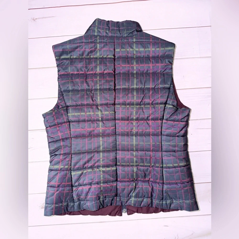 Ann Taylor LOFT Plaid Puffer Vest Small Quilted Zip Up Fall Winter Size Small - Picture 2 of 6